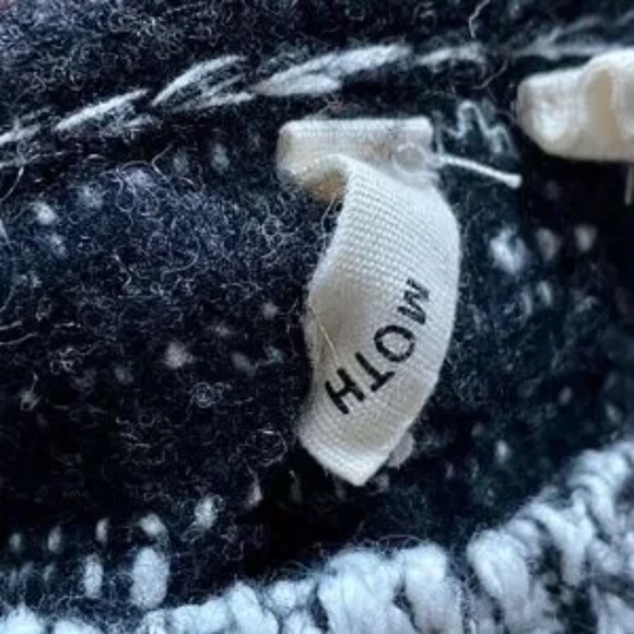 Moth by Anthropologie Black & White Lace Staccato Stripe Tunic Sweater Size S - Picture 3 of 10